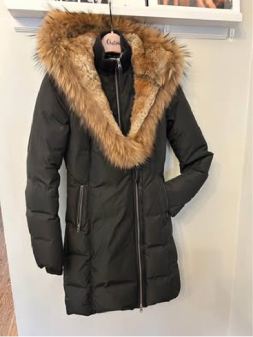 Mackage Trish Coat with Brown Faux-Fur Trim
